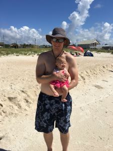 Max at the beach with his baby girl
